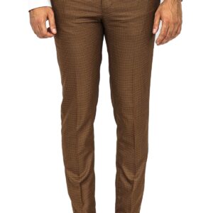 Slim Fit Patterned Brown Men Pants - Wessi