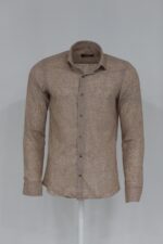 Slim-Fit-Patterned-Brown-Men-Shirt-Wessi-1