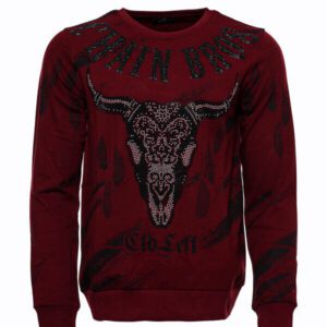 Slim Fit Patterned Burgundy Sweatshirt - Wessi
