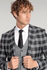Slim-Fit-Patterned-Checked-Black-Men-Suit-Wessi-2