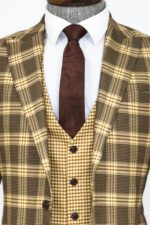 Slim-Fit-Patterned-Checked-Light-Brown-Men-Suit-Wessi-1