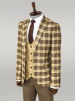 Slim-Fit-Patterned-Checked-Light-Brown-Men-Suit-Wessi-2