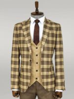 Slim-Fit-Patterned-Checked-Light-Brown-Men-Suit-Wessi-3