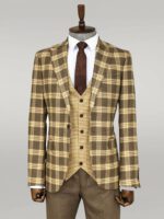 Slim-Fit-Patterned-Checked-Light-Brown-Men-Suit-Wessi-5