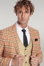 Slim-Fit-Patterned-Checked-Orange-Men-Suit-Wessi-2