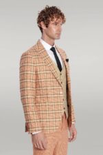 Slim-Fit-Patterned-Checked-Orange-Men-Suit-Wessi-4