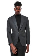 Slim Fit Patterned Dark Green Men Blazer