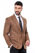 Slim-Fit-Patterned-Light-Brown-Men-Blazer-Wessi-5