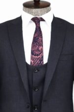 Slim-Fit-Patterned-Navy-Blue-Men-Suit-Wessi-1