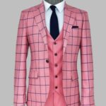 Slim Fit Patterned Pink Men Combination Suit - Wessi