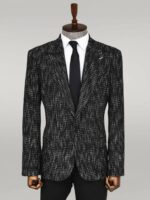 Slim-Fit-Patterned-Sport-Black-Men-Blazer-Wessi-2