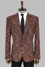 Slim Fit Patterned Sport Brown Men Blazer