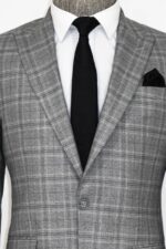 Slim-Fit-Peak-Lapel-Checked-Grey-Men-Blazer-Wessi-1