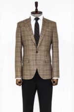 Slim-Fit-Peak-Lapel-Checked-Grey-Men-Blazer-Wessi-2
