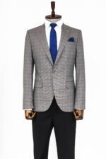 Slim-Fit-Peak-Lapel-Checked-Grey-Men-Blazer-Wessi-2