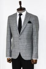 Slim-Fit-Peak-Lapel-Checked-Grey-Men-Blazer-Wessi-2