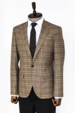 Slim-Fit-Peak-Lapel-Checked-Grey-Men-Blazer-Wessi-3