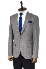 Slim-Fit-Peak-Lapel-Checked-Grey-Men-Blazer-Wessi-3