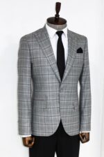 Slim-Fit-Peak-Lapel-Checked-Grey-Men-Blazer-Wessi-3