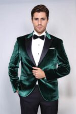 Slim Fit Peak Lapel Velvet Dark Green Men Tuxedo Jacket