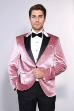 Slim Fit Peak Lapel Velvet Pink Men Tuxedo Jacket