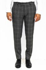 Slim Fit Plaid Anthracite Men Pants