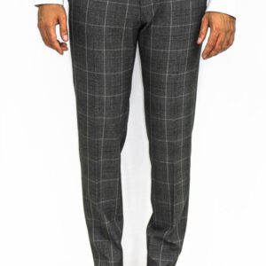 Slim Fit Plaid Anthracite Men Pants - Wessi