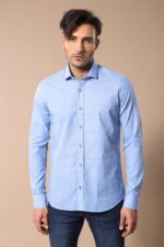 Slim-Fit-Plaid-Blue-Shirt-Wessi-2