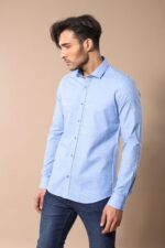 Slim-Fit-Plaid-Blue-Shirt-Wessi-4