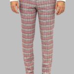 Slim Fit Plaid Grey Men Pants - Wessi