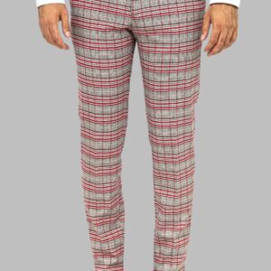 Slim Fit Plaid Grey Men Pants - Wessi