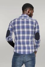 Slim-Fit-Plaid-Patterned-Navy-Blue-Shirt-Wessi-1