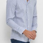Slim Fit Plaid Patterned Navy Blue Shirt - Wessi