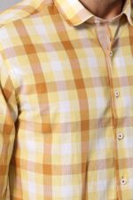 Slim-Fit-Plaid-Patterned-Yellow-Shirt-Wessi-1