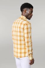 Slim-Fit-Plaid-Patterned-Yellow-Shirt-Wessi-3