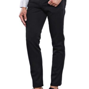 Slim Fit Plain 5 Pockets Black Men Pants - Wessi