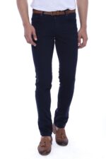 Slim Fit Plain 5 Pockets Navy Blue Men Pants