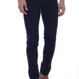 Slim Fit Plain 5 Pockets Navy Blue Men Pants - Wessi