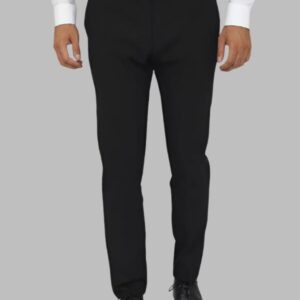 Slim Fit Plain Black Men Pants - Wessi