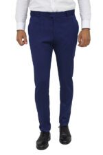 Slim Fit Plain Blue Men Pants