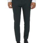 Slim Fit Plain Dark Green Men Pants - Wessi