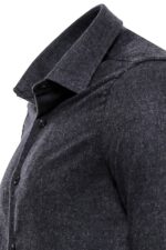 Slim-Fit-Plain-Dark-Grey-Men-Lumberjack-Shirt-Wessi-1
