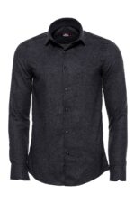 Slim Fit Plain Dark Grey Men Lumberjack Shirt