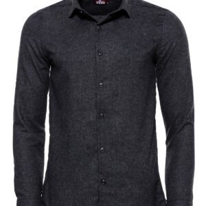 Slim Fit Plain Dark Grey Men Lumberjack Shirt - Wessi
