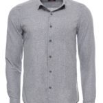 Slim Fit Plain Light Grey Men Lumberjack Shirt - Wessi