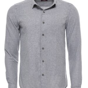 Slim Fit Plain Light Grey Men Lumberjack Shirt - Wessi