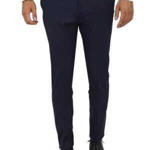 Slim Fit Plain Navy Blue Men Pants - Wessi