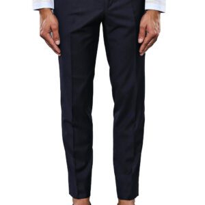 Slim Fit Plain Navy Blue Men Trousers - Wessi