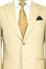 Slim-Fit-Plain-Wide-Lapel-Cream-Men-Wool-Blazer-Wessi-1