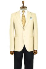 Slim-Fit-Plain-Wide-Lapel-Cream-Men-Wool-Blazer-Wessi-4